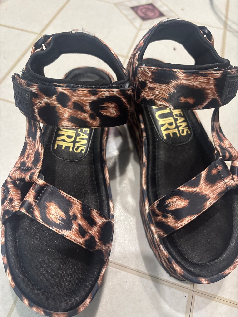 Leopard Print Platform Sandals - JEANS COUTURE